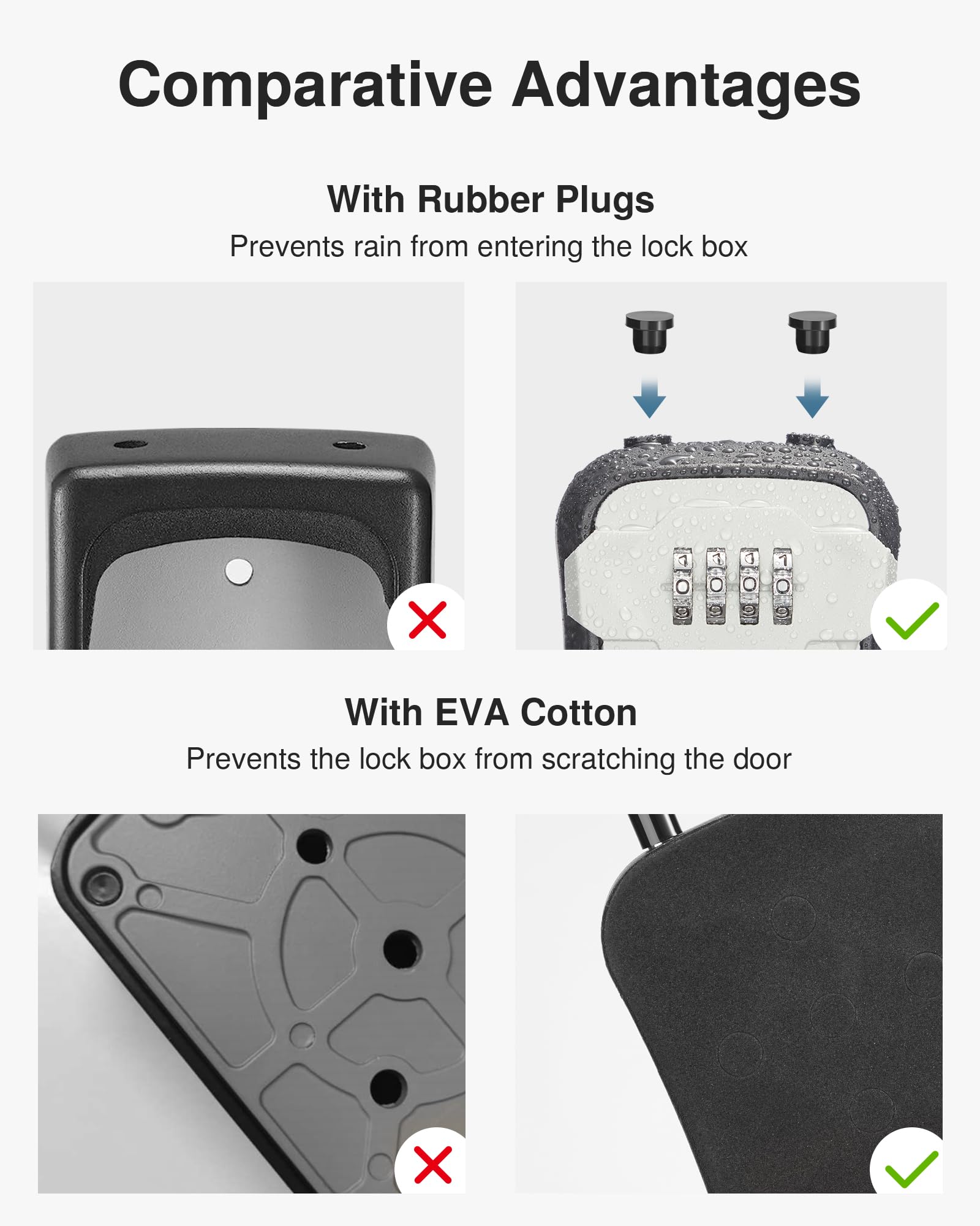 Puroma Lock Box, Key Lock Box Wall Mount & Portable Combination Lockbox with Resettable Code, Security Lockbox for Outside House Keys, Apartment Realtors Spare Keys Storage (4 Pack, Gray)