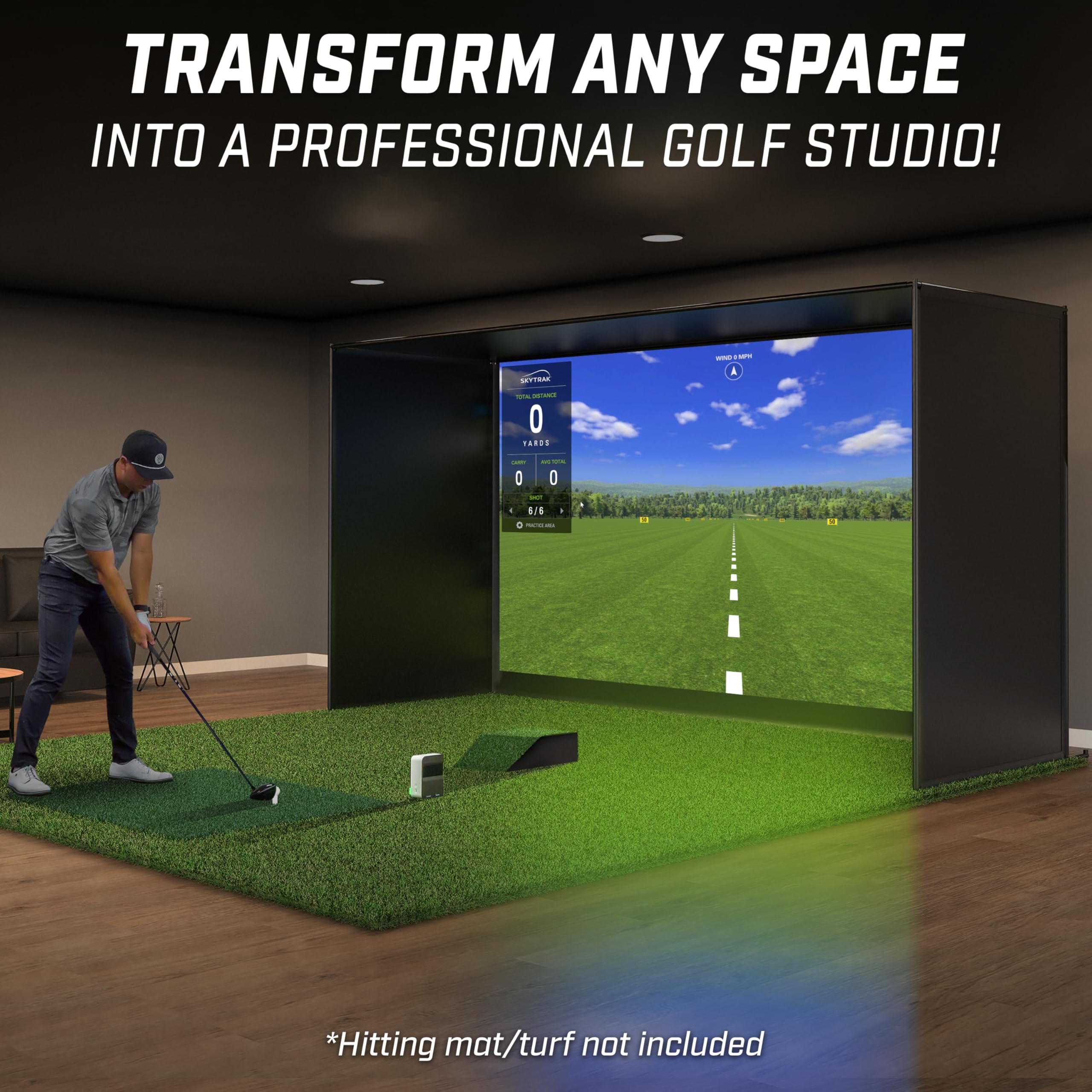GoSports 14 x 8 ft Golf Simulator Enclosure Net - Complete Set with Frame and HD Impact Screen Kit