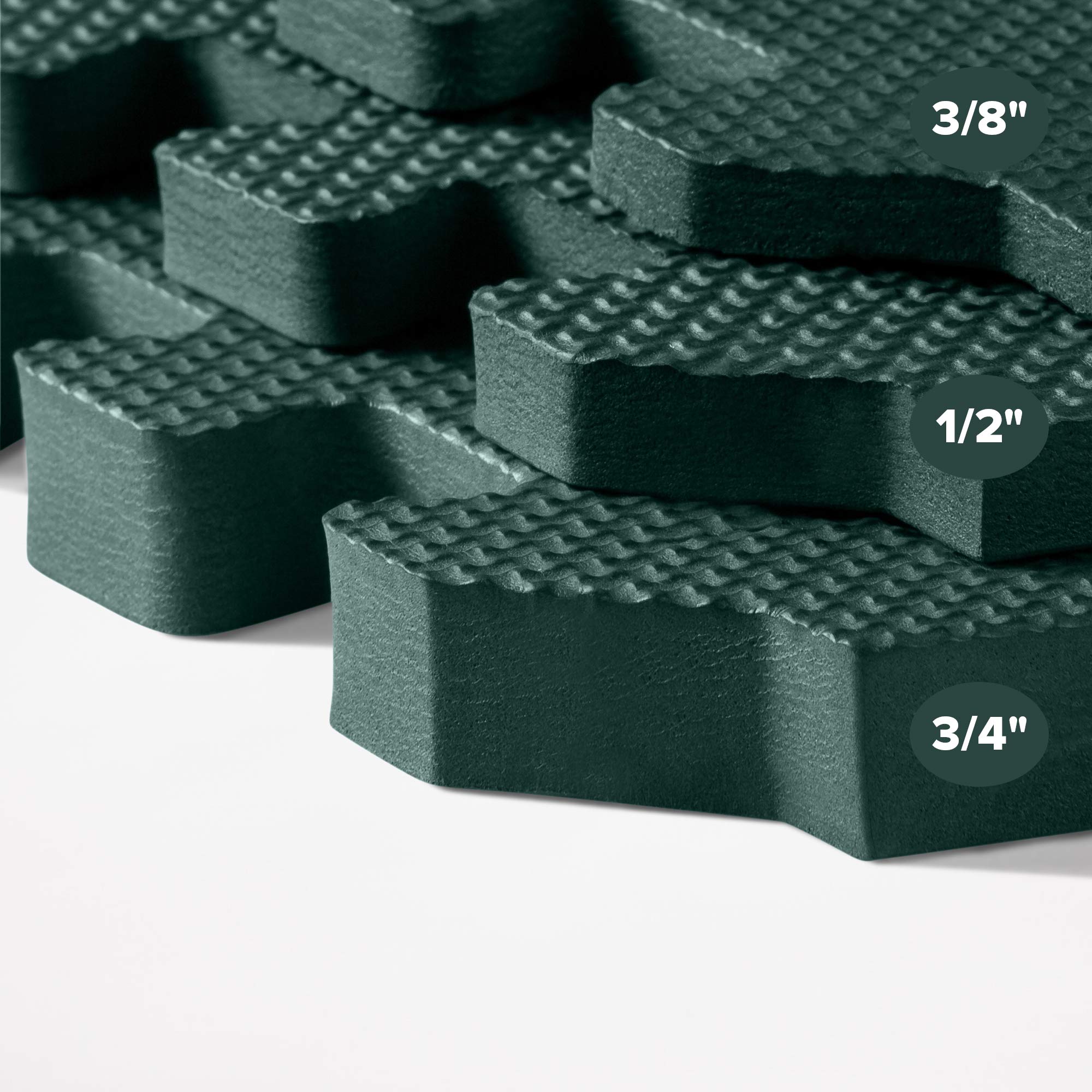 We Sell Mats 3/8 Inch Thick Multipurpose Exercise Floor Mat with EVA Foam, Interlocking Tiles, Anti-Fatigue for Home or Gym, 24 in x 24 in