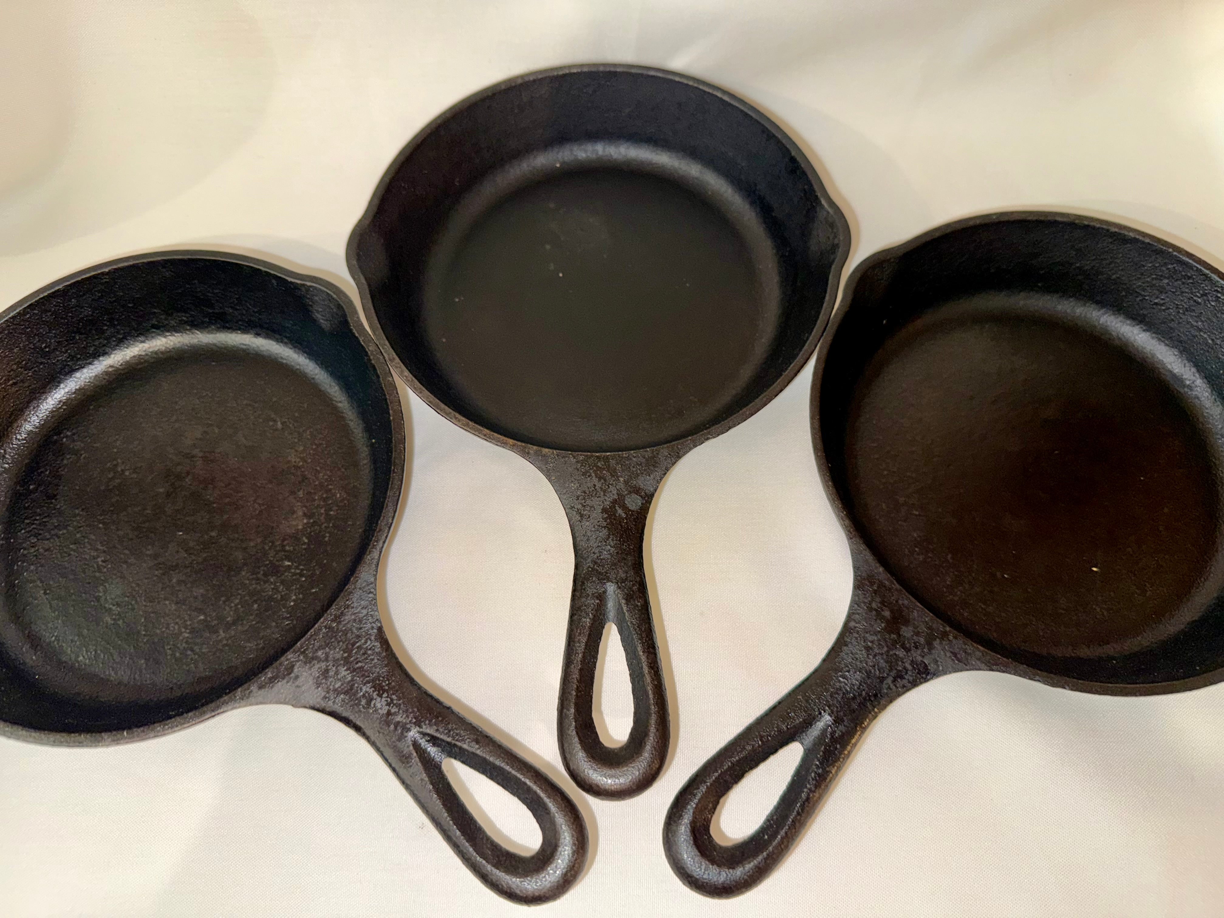 Three 6.5” cast iron skillets, Lodge brand