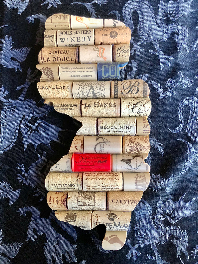 NJ shaped cork wall art/ trivet, red