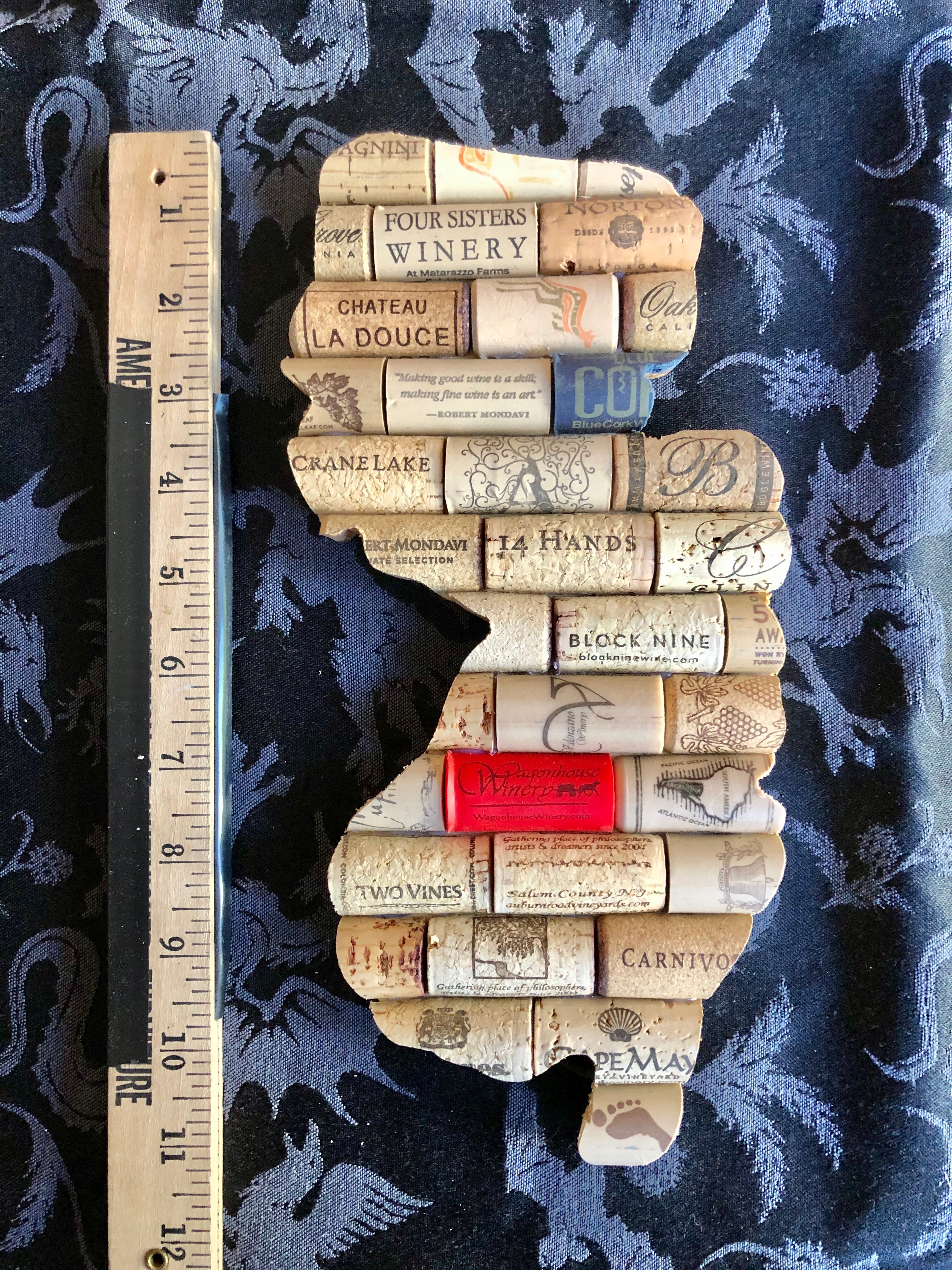 NJ shaped cork wall art/ trivet, red