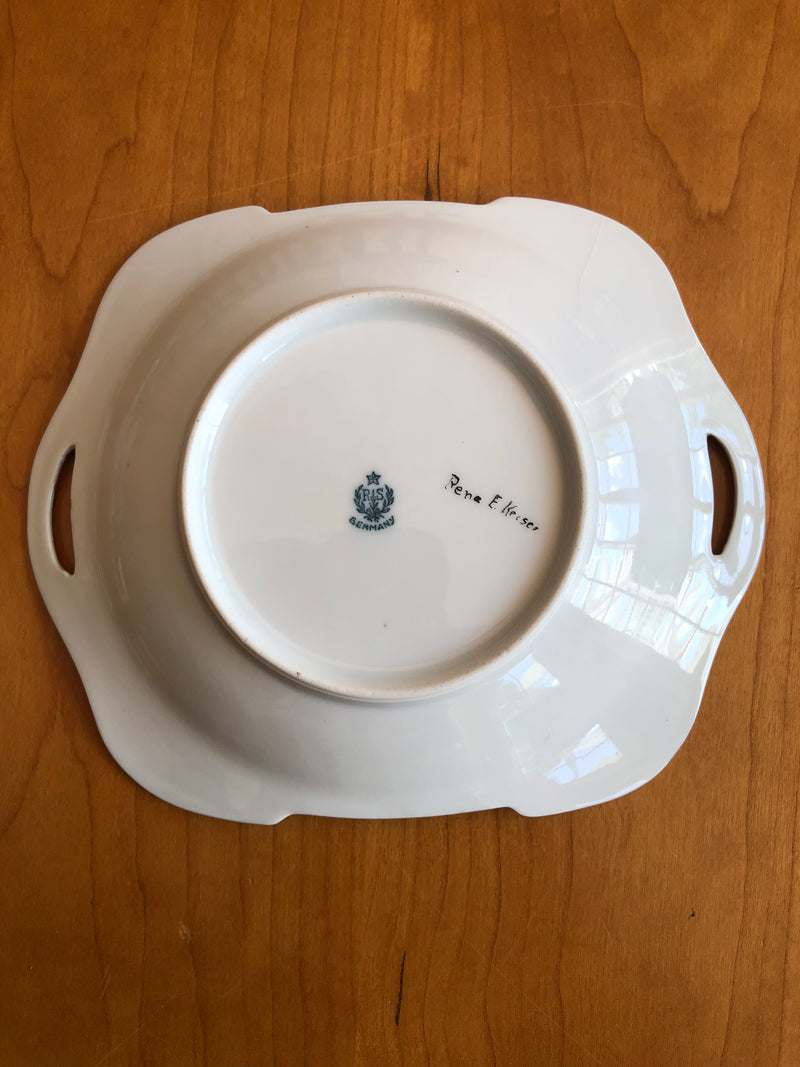 RS Germany hand painted dish, Rena E Keisser